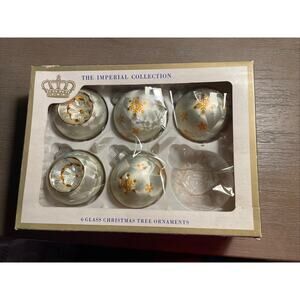 Vtg Sears “Imperial Collection” Glass Ornaments set of 5 Austria 1960’s Boxed